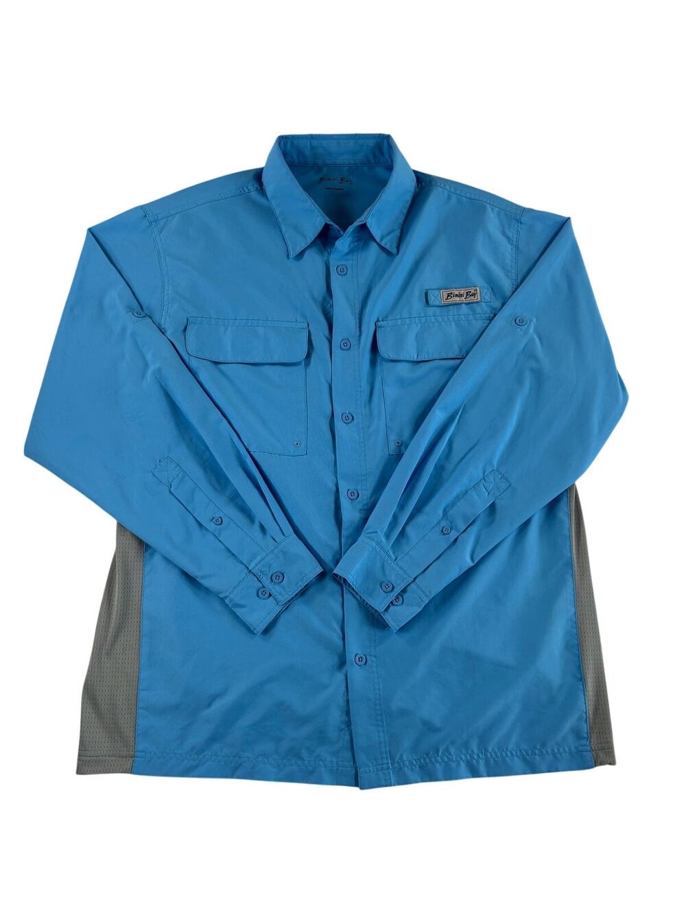 Bimini Bay Men's Long Sleeve Button Up Shirt - Blue - Large